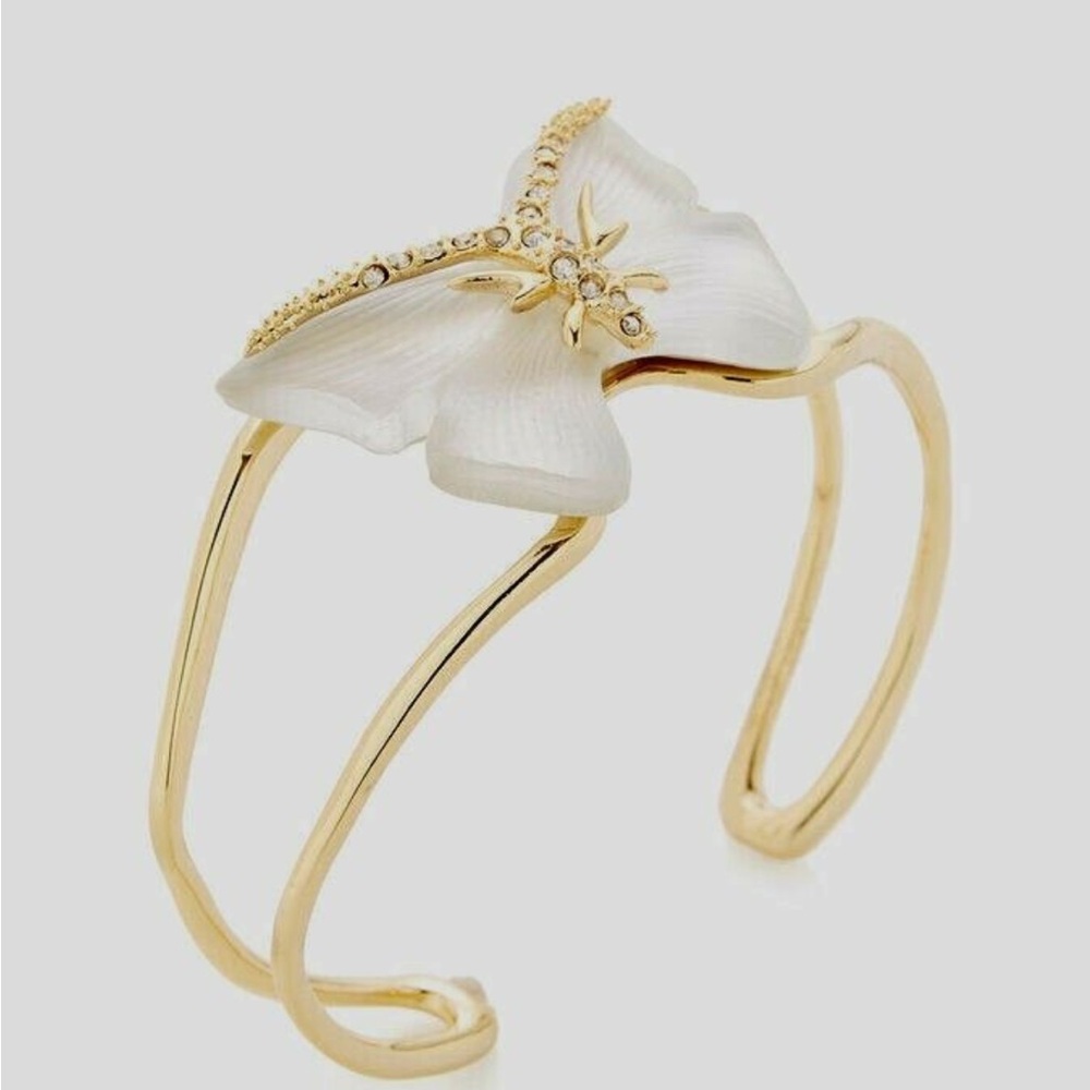 Gold and White Starburst Cuff Bracelet